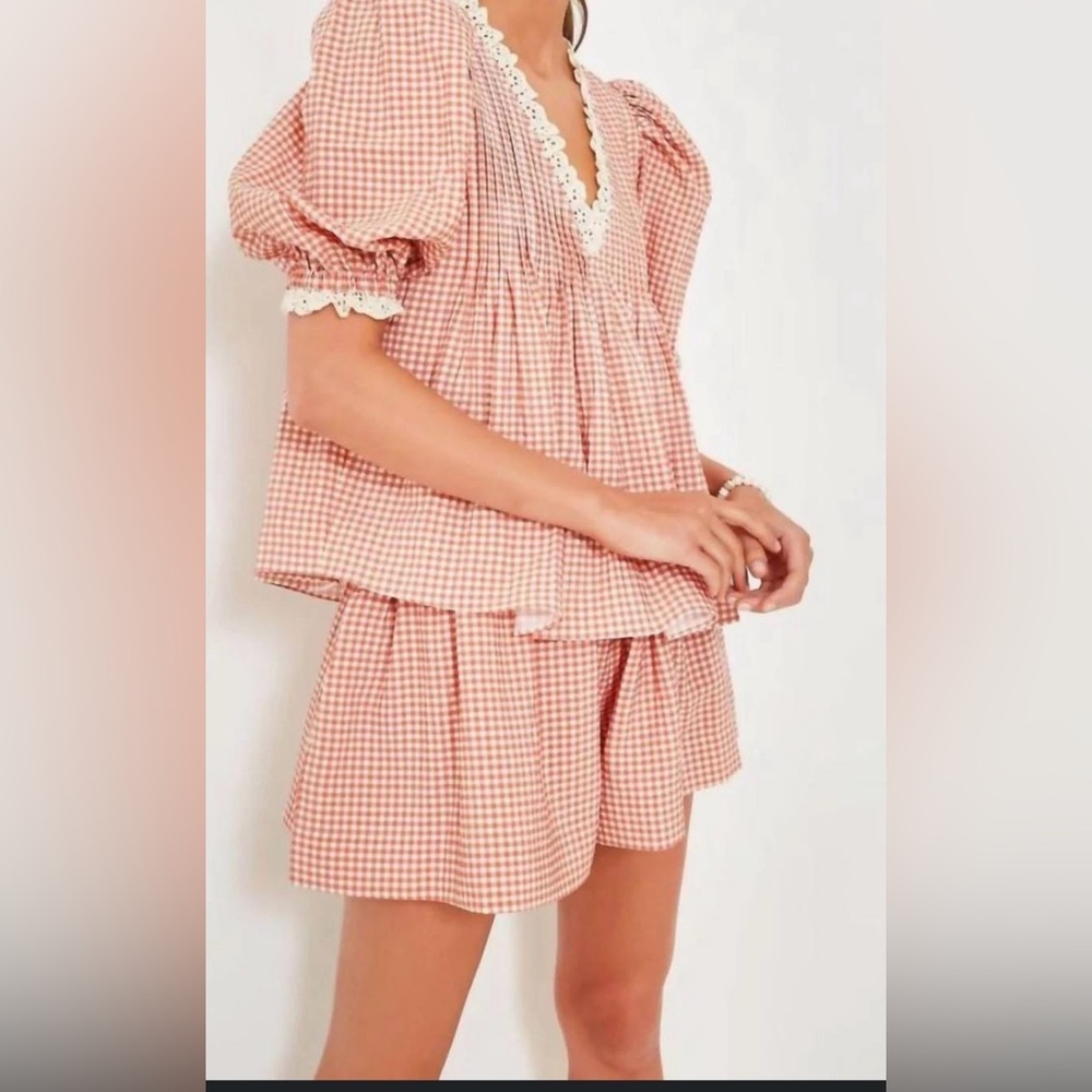 Pink Gingham Top and Shorts Set